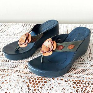 Jasmin Wedge Size 9 Thong Sandals Lightweight Platform Comfy Block Chunky Heel